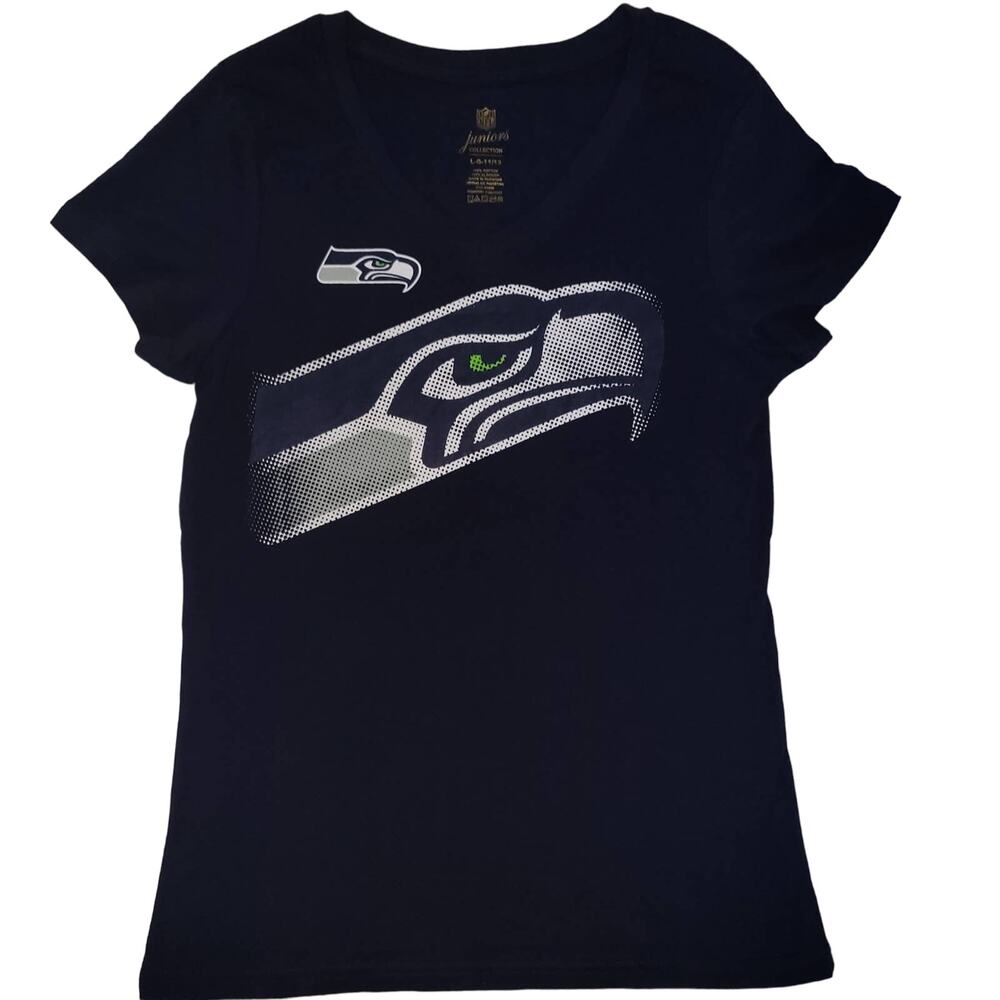 NFL Juniors Seahawks blue shirt 100% cotton size L